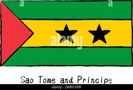 Bandiera del mondo in stile analogico, Sao Tomo e Principe, illustrazione vettoriale Illustrazione Vettoriale