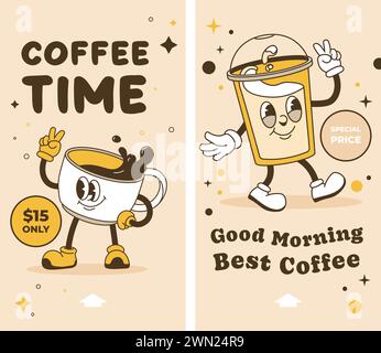 Buon caffè mattutino per una promozione a prezzo speciale Illustrazione Vettoriale
