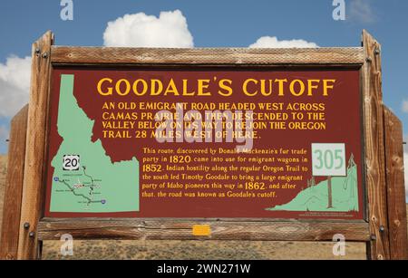 Idaho's Highway Historical Markers - Goodale's Cutoff Foto Stock