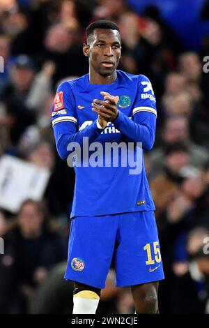 Londra, Regno Unito. 28 febbraio 2024. Nicolas Jackson del Chelsea durante la partita del Chelsea FC contro Leeds United FC Emirates fa Cup 5 ° turno a Stamford Bridge, Londra, Inghilterra, Regno Unito il 28 febbraio 2024 Credit: Every Second Media/Alamy Live News Foto Stock