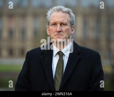 Londra, Regno Unito. 29 febbraio 2024. Il ministro delle scuole Damian Hinds è stato visto durante il round dei media mattutini a Westminster. Crediti: Thomas Krych/Alamy Live News Foto Stock