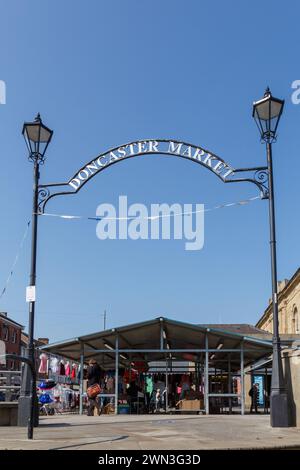 Il cartello del mercato di Doncaster Foto Stock