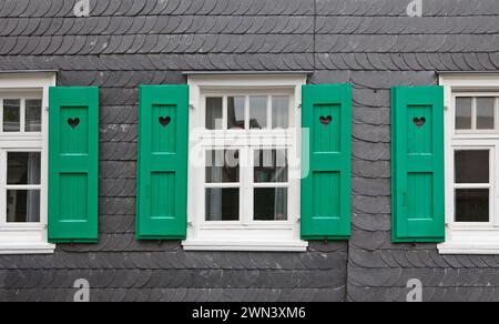 Bergisches Haus style, Berg Houses a Lennep, Remscheid, Bergisches Land, Ruhr area, Renania settentrionale-Vestfalia, Germania, Europa Foto Stock