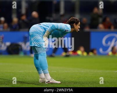 Milano, Italia. 28 febbraio 2024. Yann Sommer dell'Inter Milan visto durante la partita tra l'Inter Milan e l'Atalanta Bergamasca calcio come parte della serie A italiana, partita di calcio allo Stadio San Siro. Punteggio finale; Inter Milan 4 - 0 Atalanta BC credito: SOPA Images Limited/Alamy Live News Foto Stock