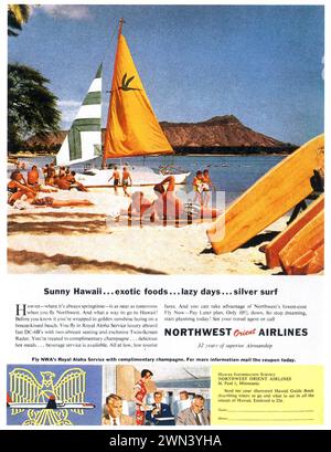 1955 annuncio Northwest Orient Airlines Foto Stock