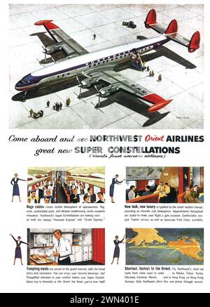 1955 annuncio Northwest Orient Airlines Foto Stock