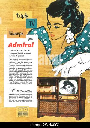 1951 pubblicità a stampa sul set della TV Admiral. "17" combinazione TV - fonografo - radio" Foto Stock