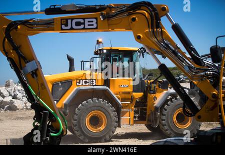 28/06/18 dimostrazioni JCB e stand presso Hillhead 2018 vicino a Buxton, Derbyshire. Foto Stock