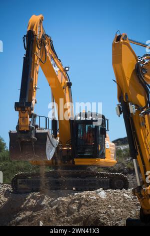 28/06/18 dimostrazioni JCB e stand presso Hillhead 2018 vicino a Buxton, Derbyshire. Foto Stock