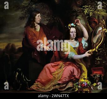 Jan van der Voort e sua sorella Catharina con servitore 1661 di Ferdinand Bol Paesi Bassi, Olanda, 1616-1680 Royal Museum of fine Arts, Anversa, Belgio, Belgio. Foto Stock