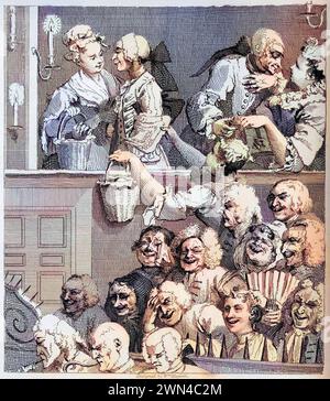 The Laughing Audience dal design originale di Hogarth dalle opere di Hogarth pubblicato Londra 1833, Historisch, digital restaurierte Reprodukti Foto Stock