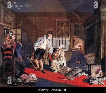 Marriage a la Mode Death of the Earl from the Original by Hogarth from the Works of Hogarth published London 1833, Historisch, digital restaurierte re Foto Stock