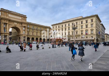Piazza della Repubblica, Firenze, Toscana, Italia Foto Stock