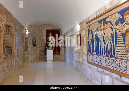 Monasterio de San Pedro de Cardeña, trappista IX-XVIII secolo. All'interno. Castrillo del Val, Burgos, Castilla y Leon, Spagna. Foto Stock