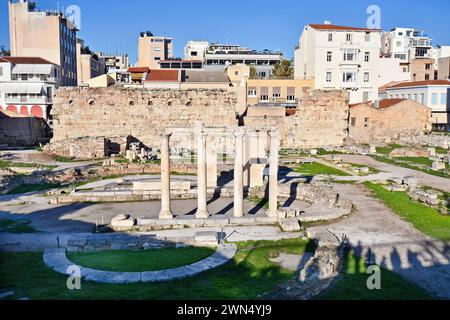 Grecia, rovine dell'edificio paleocristiano Quatrefoil - Basilica di Megale Panagia ad Atene Foto Stock