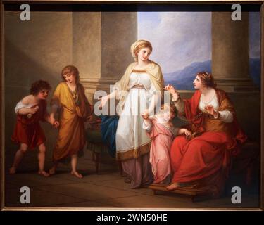 Cornelia, madre dei Gracchi, indicando i suoi figli come i suoi tesori, Hacia 1785, Angelica Kauffmann (1741-1807) Foto Stock