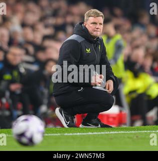 25 Feb 2024 - Arsenal contro Newcastle United - Premier League - Emirates Stadium Newcastle Manager Eddie Howe. Foto : Mark Pain / Alamy Live News Foto Stock