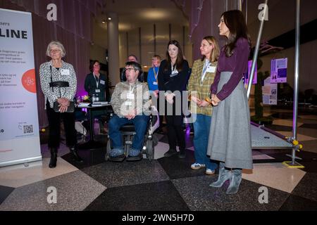 La regina danese Mary partecipa al Rarity Day 2024 presso Industriens Hus a Copenaghen, giovedì 29 febbraio 2024. La giornata della rarità è una giornata internazionale di sensibilizzazione per le malattie rare e le disabilità. In Danimarca, si celebra con un grande evento ogni 4 anni. Foto Stock