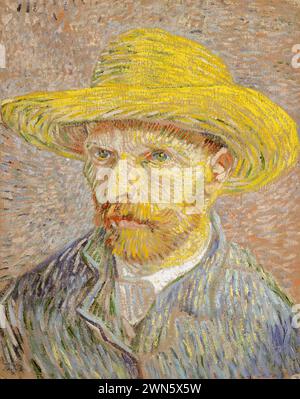 Ritratto con cappello di paglia (dritto, pelapatate) (1887) (olio su tela 40,6 x 31,8 cm) vg02 - Van Gogh Vincent - Self Foto Stock