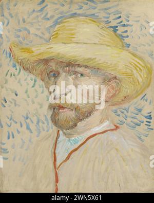 Ritratto con cappello di paglia (1887) (olio su tela 40,9 x 32,8 cm)vg02 - Van Gogh Vincent - Self Foto Stock