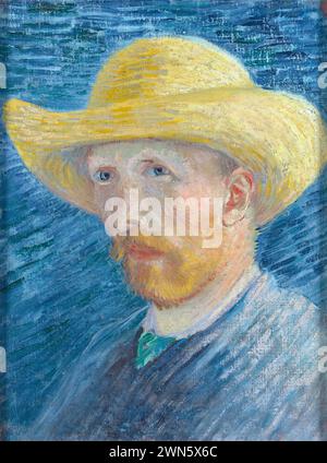 Ritratto con cappello di paglia (1887) (olio su tela 41,8 x 31,5 cm)vg02 - Van Gogh Vincent - Self Foto Stock