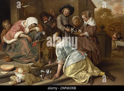 Steen Jan - gli effetti dell'intemperanza (1663 65) Foto Stock