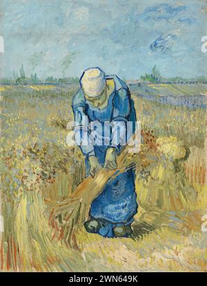 Van Gogh Vincent - donne contadine che legano i pulegge (dopo Millet) Foto Stock