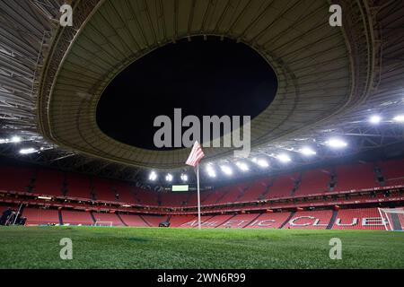 Vista generale dello Stadio San Mames durante la partita di Copa El Rey tra Athletic Club e Atletico de Madrid allo Stadio San Mames il 29 febbraio 2024, a Bilbao, Spagna. Crediti: Cesar Ortiz Gonzalez/Alamy Live News Foto Stock