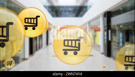 Immagine delle icone dello shopping sul negozio Foto Stock