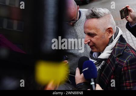 Foto Spada/LaPresse 01 marzo 2024 - Brescia, Italia - cronaca - Tribunale di Brescia prima udienza della revisione del processo della strage di erba nella foto: Avv. Luca D'auria 01 marzo 2024, 2024 Brescia, Italia - relazione - Tribunale del calcio di Brescia prima udienza della revisione del processo al massacro di erba nella foto: Luca D'auria credito: LaPresse/Alamy Live News Foto Stock