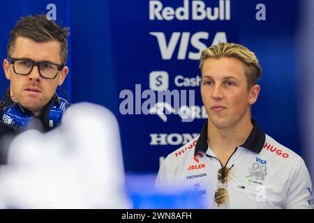 MANAMA, BAHRAIN, BAHRAIN International Circuit, 29.Feb.2024: Liam Lawson della nuova Zelanda e Visa Cash App RB durante il Gran Premio del Bahrain di Formula uno Foto Stock