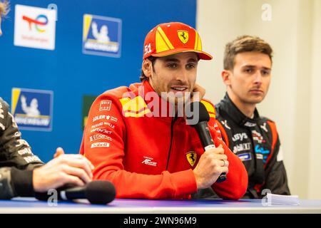 Lusail, Qatar - 01/03/2024, Lusail, Qatar. 29 febbraio 2024. Conferenza stampa pre-evento, GIOVINAZZI Antonio (ita), Ferrari AF Corse, Ferrari 499P, ritratto durante i 1812 KM DI Qatar Airways Qatar, 1° round del Campionato Mondiale Endurance FIA 2024, dal 29 febbraio al 02 marzo 2024 sul circuito Internazionale Losail di Lusail, Qatar - foto Julien Delfosse/DPPI credito: media DPPI/Alamy Live News Foto Stock