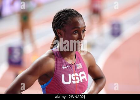 Glasgow, scozia, 1 marzo 202, Talitha Diggs (USA, 400 metri) durante i Campionati mondiali di atletica leggera 2024 all'Emirates Arena di Glasgow venerdì 1 marzo 2024. (Foto: Pat Scaasi | notizie mi) Foto Stock