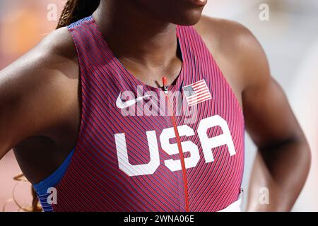 Glasgow, scozia, 1 marzo 202, Talitha Diggs (USA, 400 metri) durante i Campionati mondiali di atletica leggera 2024 all'Emirates Arena di Glasgow venerdì 1 marzo 2024. (Foto: Pat Scaasi | notizie mi) Foto Stock