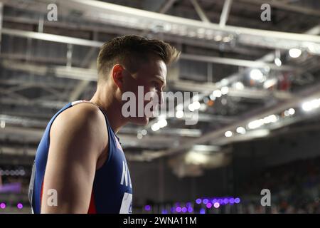 Glasgow, scozia, 1 marzo 202, Karsten Warholm (NOR, 400 metri) durante i Campionati mondiali di atletica leggera 2024 all'Emirates Arena di Glasgow venerdì 1 marzo 2024. (Foto: Pat Scaasi | notizie mi) Foto Stock