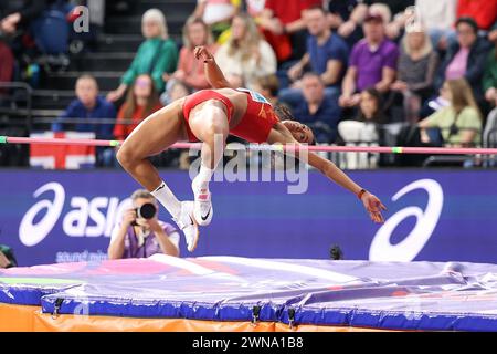 Glasgow, scozia, 1 marzo 202, Maria Vicente (ESP, Pentathlon) durante i Campionati mondiali di atletica leggera 2024 all'Emirates Arena di Glasgow venerdì 1 marzo 2024. (Foto: Pat Scaasi | mi News) crediti: MI News & Sport /Alamy Live News Foto Stock