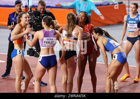 Glasgow, scozia, 1 marzo 202, Maria Vicente (ESP, Pentathlon) durante i Campionati mondiali di atletica leggera 2024 all'Emirates Arena di Glasgow venerdì 1 marzo 2024. (Foto: Pat Scaasi | mi News) crediti: MI News & Sport /Alamy Live News Foto Stock