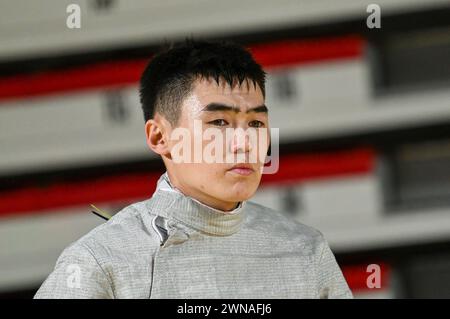 Padova, Italia. 1 marzo 2024. Nabiyev (KAZ) ritratto durante la Coppa del mondo della squadra di scherma, Sword Match a Padova, 1 marzo 2024 credito: Agenzia fotografica indipendente/Alamy Live News Foto Stock