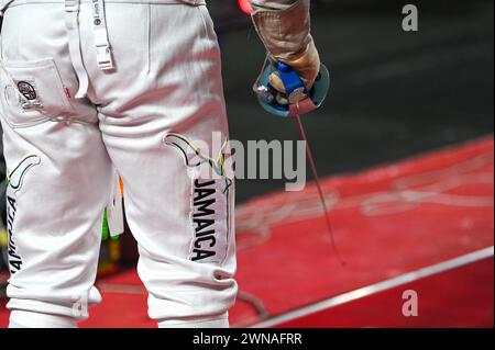 Padova, Italia. 1 marzo 2024. Divisa della squadra Giamaica durante la Coppa del mondo di scherma, Sword Match a Padova, Italia, 01 marzo 2024 crediti: Agenzia fotografica indipendente/Alamy Live News Foto Stock