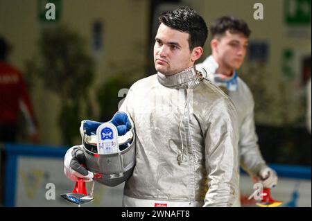 Padova, Italia. 1 marzo 2024. Marciano (ITA) Ritratto durante la Coppa del mondo a squadre di scherma, Sword Match a Padova, 1 marzo 2024 credito: Agenzia fotografica indipendente/Alamy Live News Foto Stock