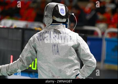 Padova, Italia. 1 marzo 2024. Veccia Scavalli (ITA) durante la Coppa del mondo a squadre di scherma, Sword Match a Padova, 1 marzo 2024 Credit: Independent Photo Agency/Alamy Live News Foto Stock