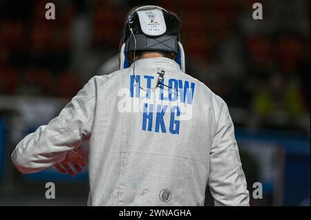 Padova, Italia. 1 marzo 2024. HT Low (HKG) durante la Coppa del mondo a squadre di scherma, Sword Match a Padova, Italia, 01 marzo 2024 crediti: Agenzia fotografica indipendente/Alamy Live News Foto Stock