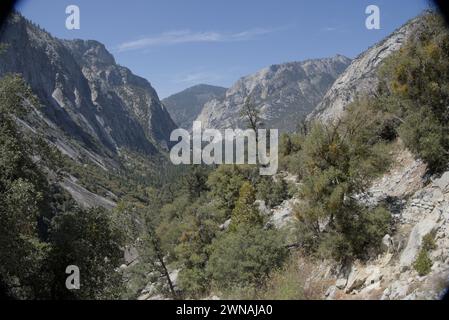 Montagne alpine e valle nel Kings Canyon National Park. Foto Stock