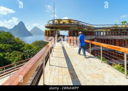 Jade Mountain Resort 5 stelle Luxury Sanctuary Resort, architettura Openair Concept Saint Lucia, Indie occidentali, Caraibi Orientali Foto Stock