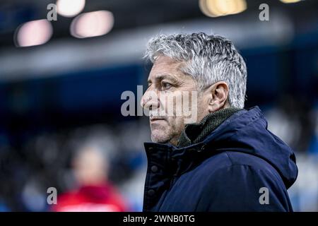 Doetinchem, Nederland. 1 marzo 2024. DOETINCHEM, 01-03-2024, Stadium De Vijverberg, calcio, Eredivisie olandese, stagione 2023/2024, partita tra De Graafschap e TOP Oss. MIGLIOR allenatore di Oss Ruud Brood credito: Pro Shots/Alamy Live News Foto Stock