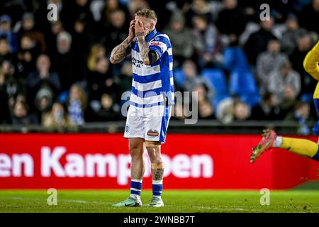 Doetinchem, Nederland. 1 marzo 2024. DOETINCHEM, 01-03-2024, Stadium De Vijverberg, calcio, Eredivisie olandese, stagione 2023/2024, partita tra De Graafschap e TOP Oss. Alexander Buttner giocatore de Graafschap credito: Pro Shots/Alamy Live News Foto Stock