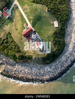 Il faro di Montauk Point si trova nel punto più orientale di Long Island, nella città di Montauk, Suffolk County, New York. Foto Stock