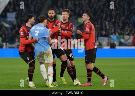 Roma, Italia. 1 marzo 2024. Foto Fabrizio Corradetti/LaPresse 01 marzo 2024 Roma, Italia - SS Lazio vs AC Milan - Campionato italiano di calcio serie A TIM 2023/2024 - Stadio Olimpico. Nella foto: 01 marzo 2024 Roma, Italia - SS Lazio vs AC Milan - Campionato Italiano di calcio di serie A 2023/2024 - Stadio Olimpico. Nella foto: Credito: LaPresse/Alamy Live News Foto Stock