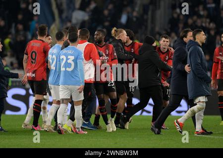 Roma, Italia. 1 marzo 2024. Foto Fabrizio Corradetti/LaPresse 01 marzo 2024 Roma, Italia - SS Lazio vs AC Milan - Campionato italiano di calcio serie A TIM 2023/2024 - Stadio Olimpico. Nella foto: 01 marzo 2024 Roma, Italia - SS Lazio vs AC Milan - Campionato Italiano di calcio di serie A 2023/2024 - Stadio Olimpico. Nella foto: Credito: LaPresse/Alamy Live News Foto Stock