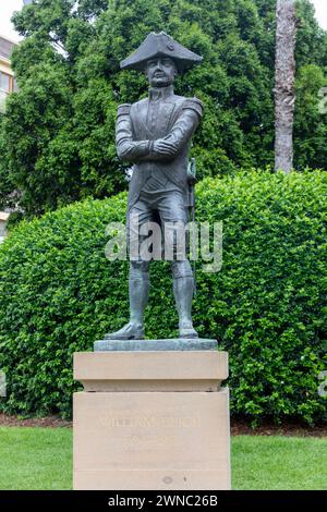 Statua del viceammiraglio William Bligh, ufficiale della marina britannica, ammutinamento sulla taglia e governatore del nuovo Galles del Sud, la zona rocciosa di Sydney, Australia, Foto Stock